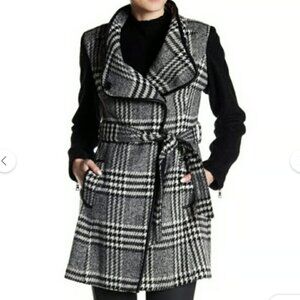 NWOT Women's Guess Wool Plaid Houndstooth Coat Size Small